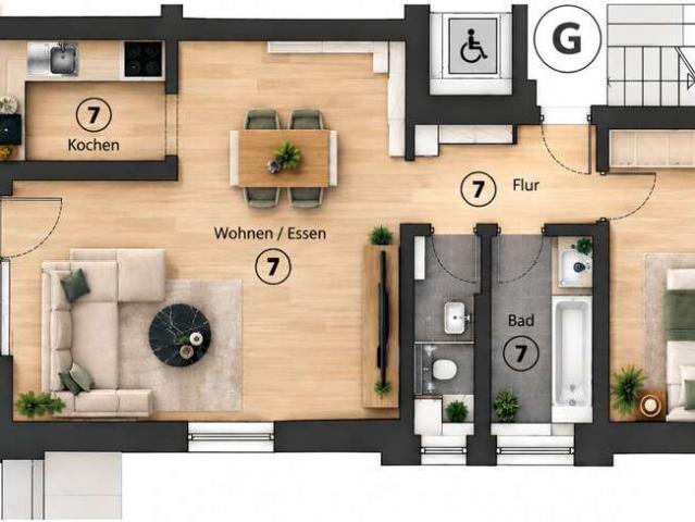 Barrierefreie 2 Zimmer Erdgeschosswohnung mit Terrasse, Garten, TG & Außenstellplatz