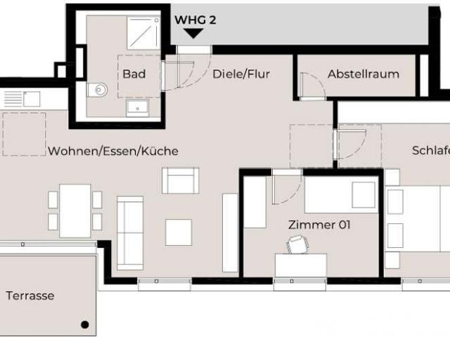Barrierefreie 2 ZKB Wohnung mit Terrasse im Neubau