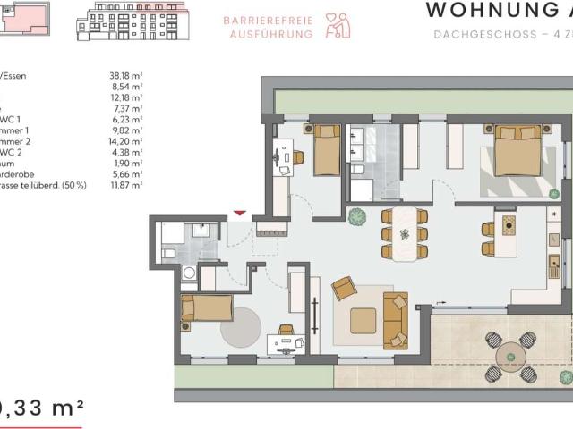 Barrierefreie 4 Zimmer Penthouse Wohnung in Leonberg A15