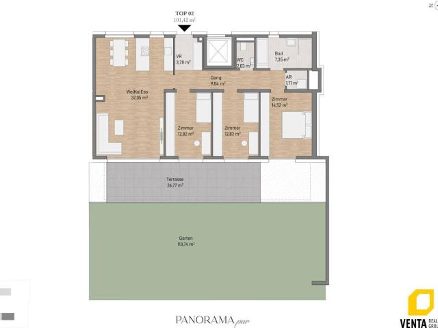 Baustart erfolgt! Gartenwohnung für die ganze Familie mit Panorama Pur!