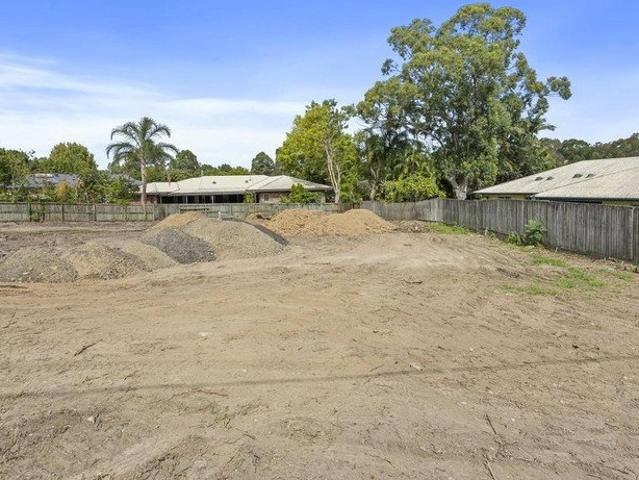 Benched flat land in a quiet suburban street