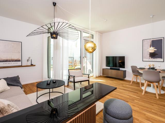 Beautiful, bright, and lovingly furnished 2 room terrace apartment 64 sqm in a new building