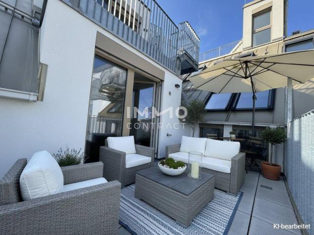 BEIM DONAUUFER: Erstbezug: Klimatisierte Dachgeschosswohnung mit ruhigem Hofbalkon