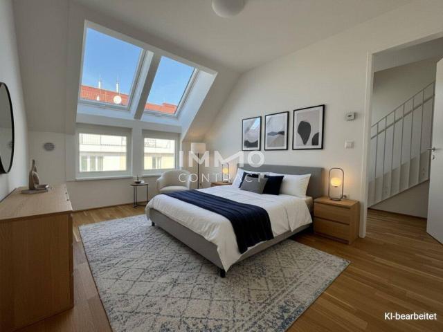 BEIM DONAUUFER: Lichtdurchflutete, klimatisierte Dachgeschoßwohnung mit Dachterrassen über den Dächern von Wien
