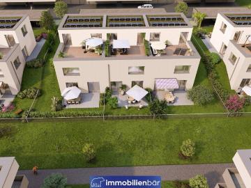 BELVARIA Ensemble Reihenhaus mit Dachterrasse, Garten und Doppelcarport
