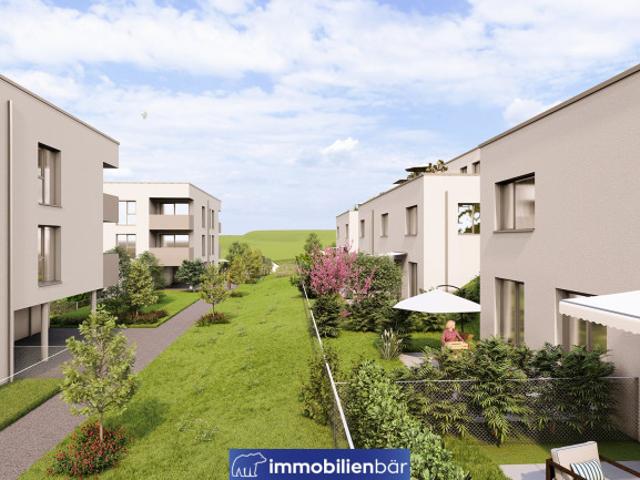BELVARIA Ensemble Reihenhaus mit Dachterrasse, Garten und Doppelcarport