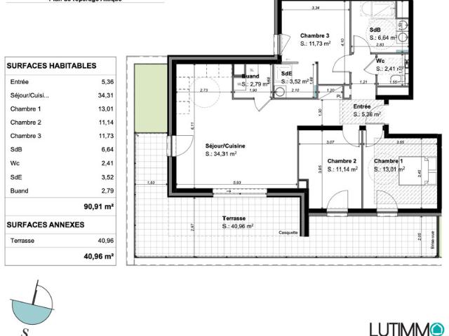 Bel ATTIQUE de 91m2 avec grande terrasse de 41m2