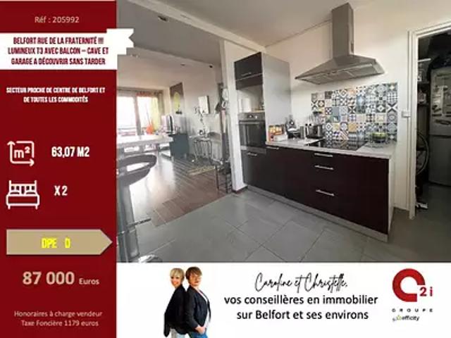 Belfort 90000 Achat / Vente appartement 3 pièces t3 cave balcon