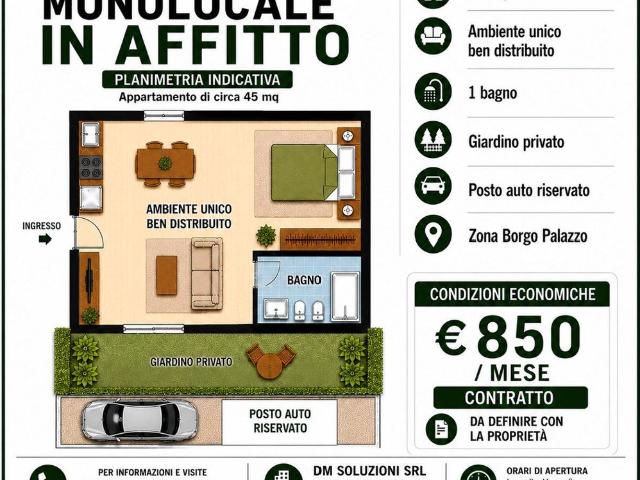 Bergamo monolocale con giardino
