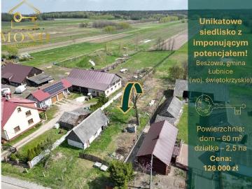 Urokliwy dom 60 m2 z dużą działką i potencjałem