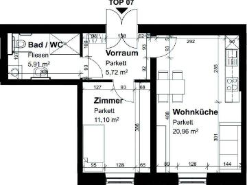 Betreutes Wohnen: Geförderte Altbauwohnung in Graz: 2 Zimmer und Wohnküche
