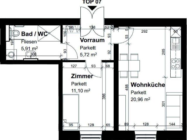 Betreutes Wohnen: Geförderte Altbauwohnung in Graz: 2 Zimmer und Wohnküche
