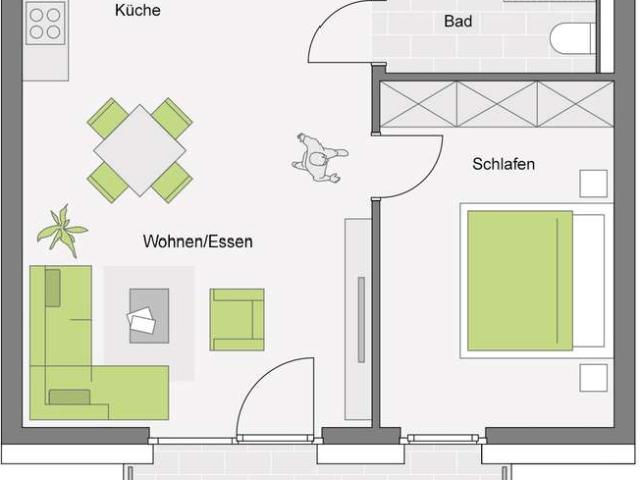 Betreutes Wohnen | 2 Zimmerwohnung im 1. Obergeschoss