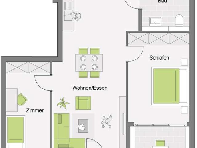 Betreutes Wohnen | 3 Zimmerwohnung 1. Obergeschoss