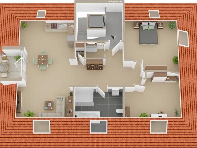 SOFORT bezugsfrei DG Wohnung in Bad Laer, Nähe Kurpark Loggia, Carport u. Gartenanteil