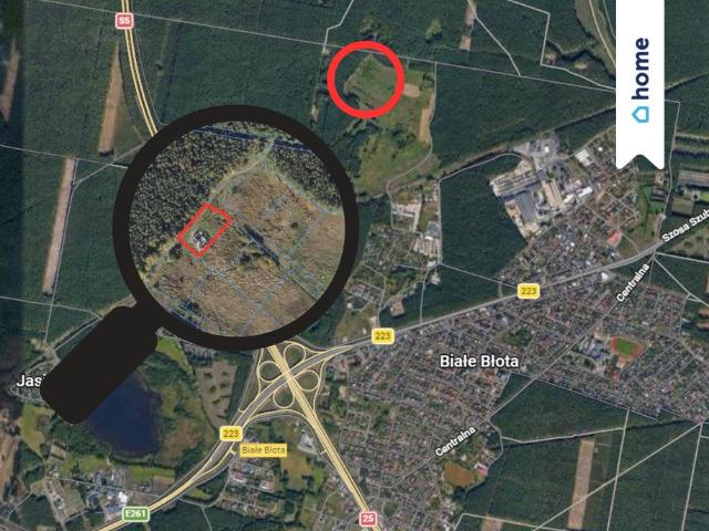 Duża działka z domem w stanie surowym otwartym, Białe Błota