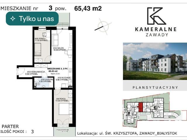 Nowoczesne mieszkanie z ogródkiem Zawady 65 m²