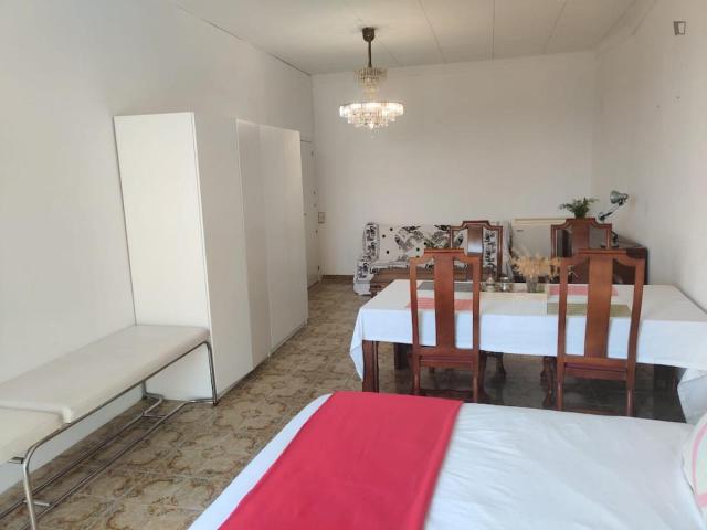 Big double bedroom, with living room, desk and balcony with great views