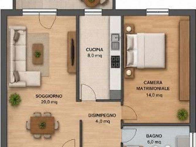 Bilocale con balcone e box auto a Lissone