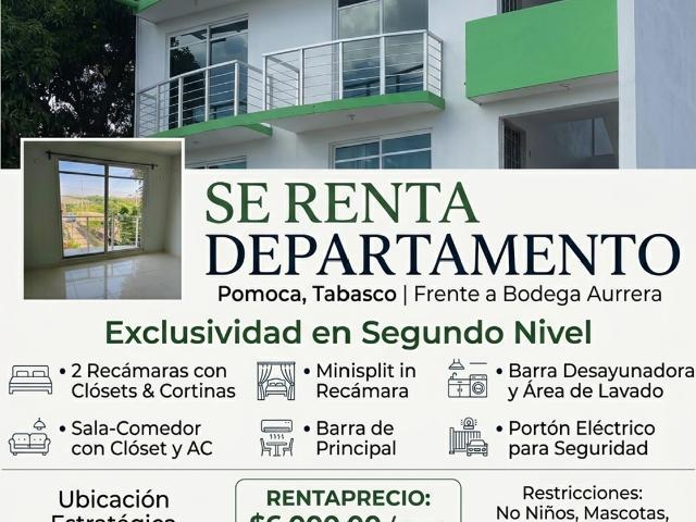 Bonito departamento frente a Bodega Aurrera POMOCA $6,000.00