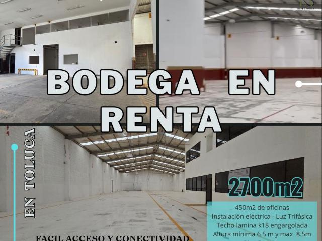Bodega en renta de 2700m2 en Toluca, M?x