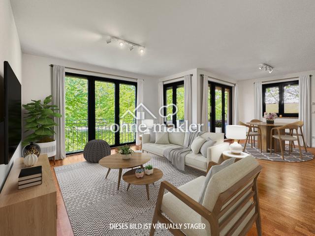 Bogenhausen Oberföhring: Moderne, renovierte 3 Zi. Wohnung nahe Isarhochufer 89 m², Süd Balkon, TG