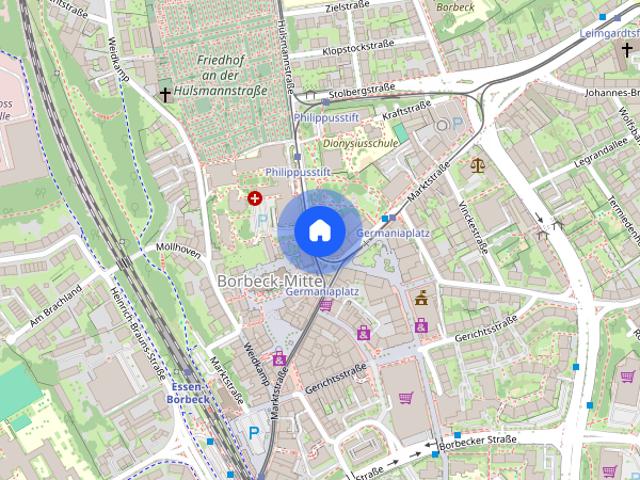 Borbeck Mitte. Direkt auf der Einkaufsstrasse, gegenüber Krankenhaus. Mit Balkon und Einbauküche