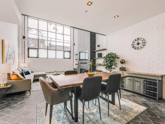 Bloordale Toronto Furnished Townhouse for Rent on Bartlett Avenue Incredible 2 Bedroom, 2.5 Bath with Stunning Interior Design and Beautiful Fireplace