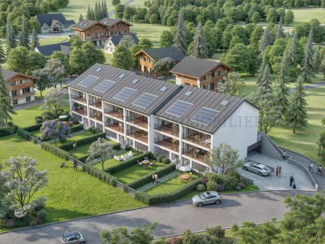 Blick auf den Neuenburger und Murtensee, Giebelvilla Lot F