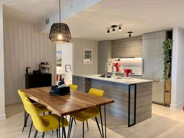 Brossard Furnished Apartment for Rent Elegant 2 Bedroom Condo in Solar Uniquartier with City Views and Modern Comforts