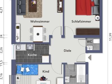Bright 3 Room Appartment incl. Balcony