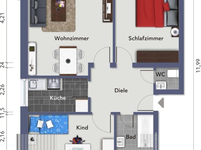 Bright 3 Room Appartment incl. Balcony