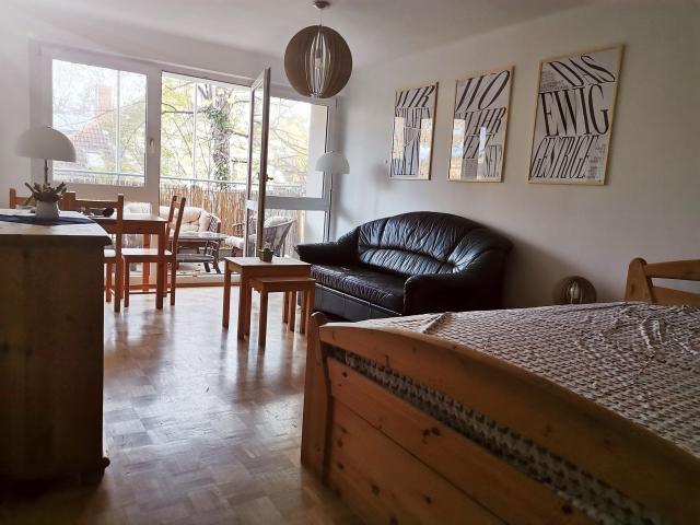 Bright, cozy furnished one room home with balcony & kitchen, Dresden Amsterdam Apartments for Rent