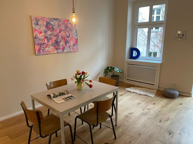 Bright, stylish apartment in a classic Berlin Altbau — wooden floors, balcony, and all the Prenzlauer Berg vibes