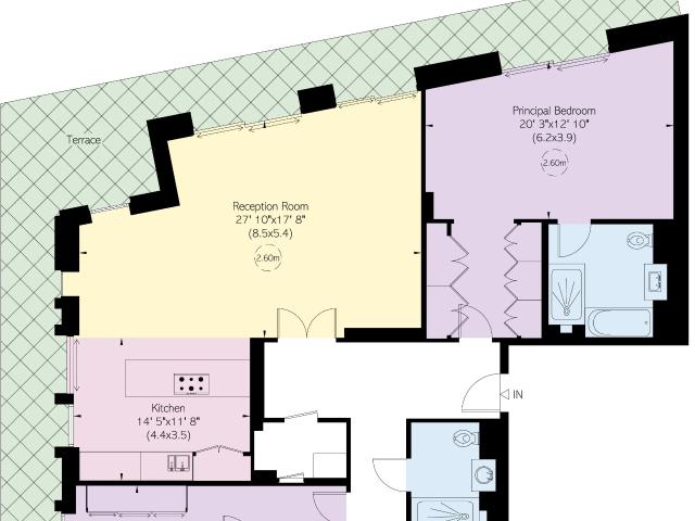 Bright three bedroom apartment with wraparound terrace
