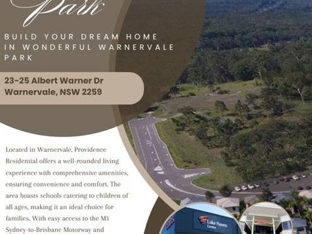 BUILD YOUR DREAM HOME IN WONDERFUL WARNERVALE PARK