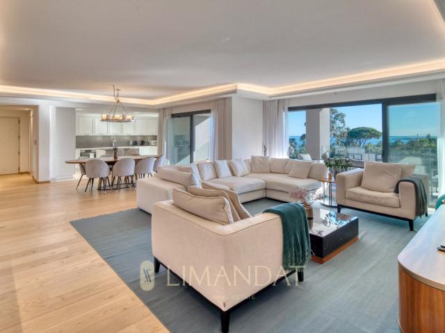 Cannes – Appartement contemporain avec vue mer | 3 suites, terrasse & résidence avec piscine et salle de sport Caractéristiques principales