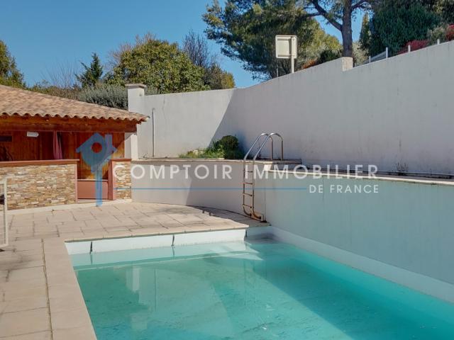 CABRIERES VILLA PLAIN PIED, CLIMATISEE, 4 CHAMBRES DONT 1 SUITE, AVEC PISCINE, GARAGE, CAR PORT
