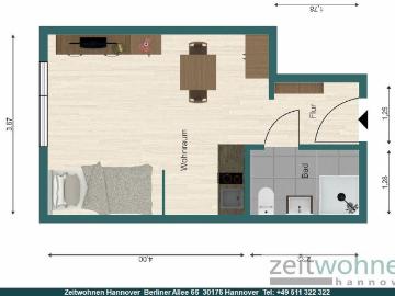 Calenberger Neustadt, saniert und möbliert, 1 Zimmer Apartment