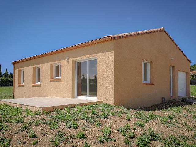 CARCASSONNE – VILLENEUVE MINERVOIS Villa neuve T4 102m² 89m² Hab. avec garage et jardin
