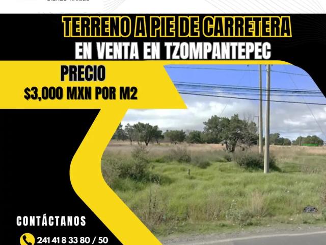 Excelente terreno a pie de carretera tramo Apizaco Huamantla