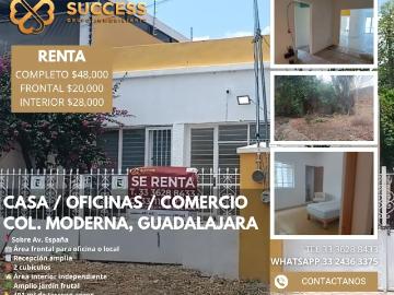 Casa, Oficinas o Comercio en Renta – Col. Moderna, Guadalajara
