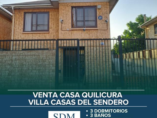 CASA AISLADA 3D3B CON EXCELENTE CONECTIVIDAD QUILICURA