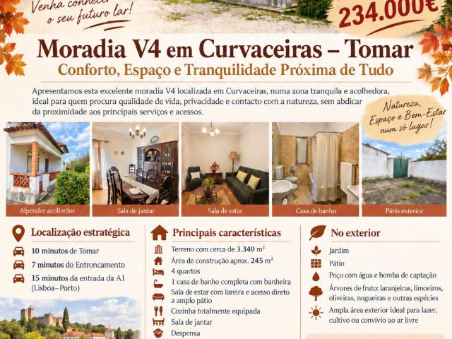 Casa Campo V4 Curvaceiras Tomar 245m² Tomar São João Baptista
