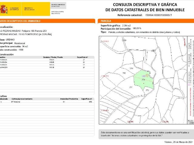 Casa con terreno para reformar a 700m del paseo marítimo de Corme