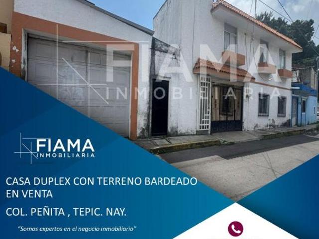 CASA DUPLEX CON TERRENO BARDEADO EN VENTA, EN COL. PEÑITA, TEPIC, NAY