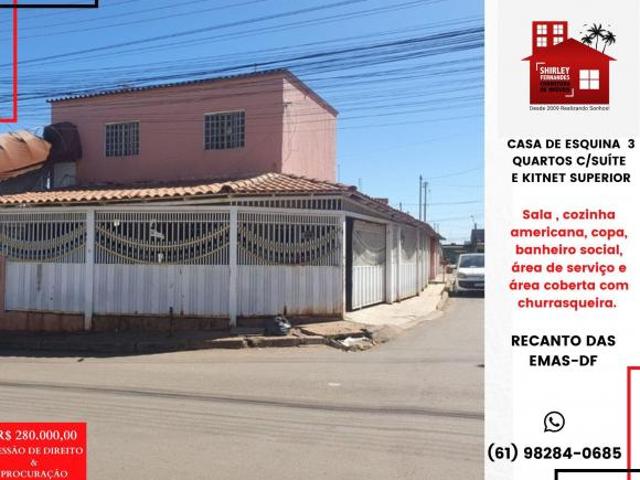 CASA DE ESQUINA 3 QTS C/SUITE E 1 KIT QD 406 RECANTO DAS EMAS