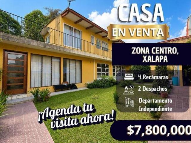 Casa de 1 piso con jardin y departamento independiente en Xalapa Centro