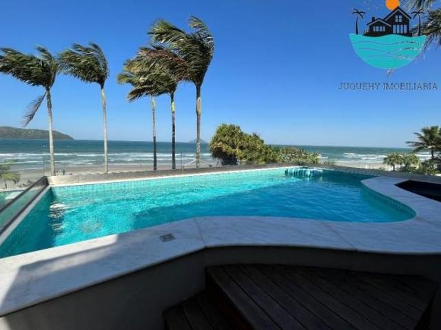 Casa em Juquehy Pé na Areia para Aluguel de temporada c/ vista ao mar, 4 suítes, piscina privativ