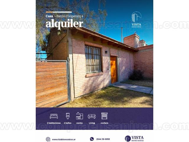 Casa En Alquiler Barrio Cooperarq 4 2 Dormitorios 2 Baños. Rivadavia